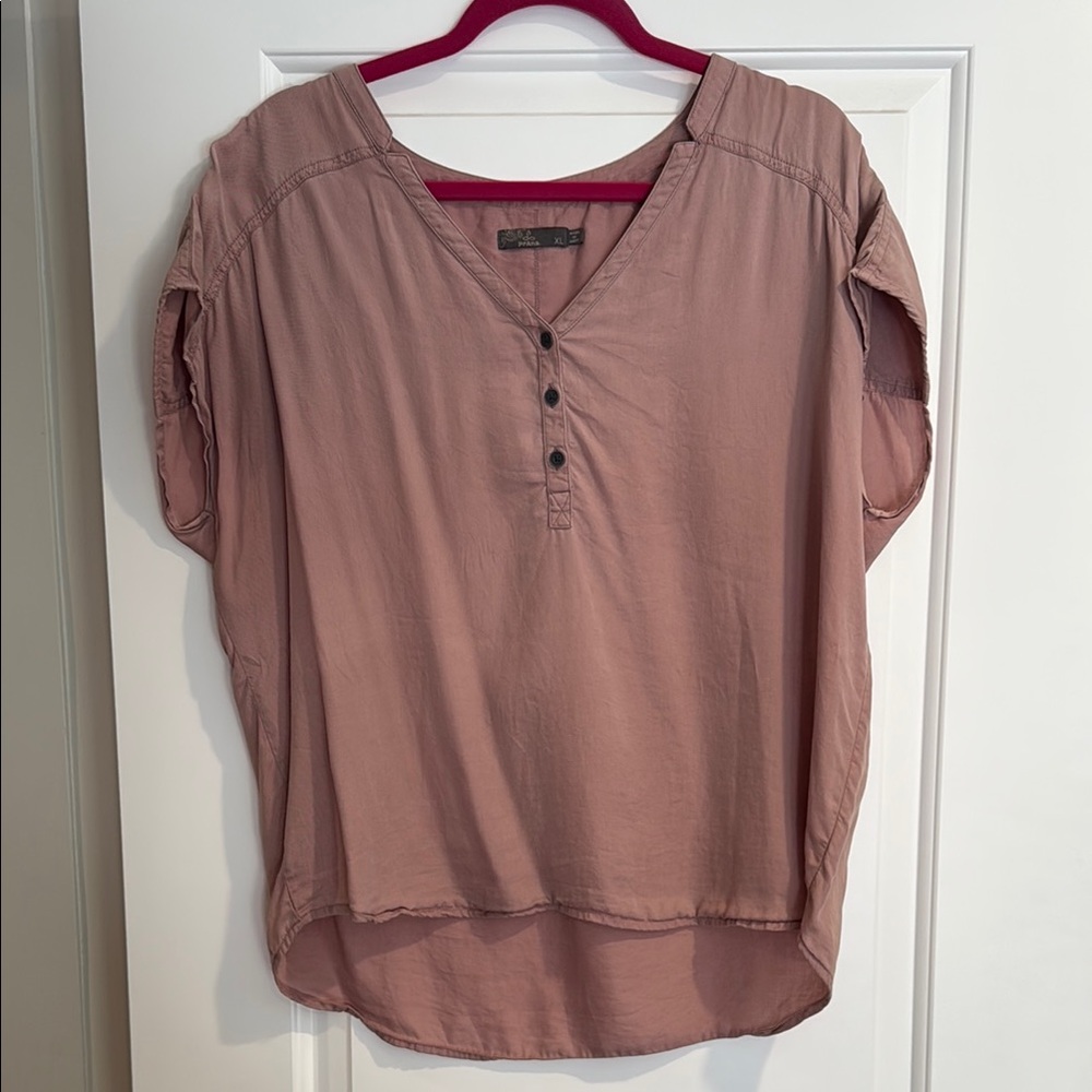 Prana Pink Dolman Sleeve Blouse